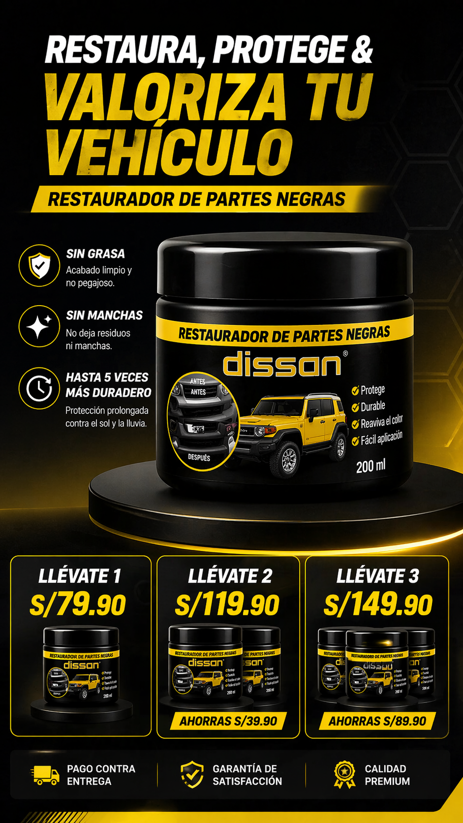 RESTAURADOR DE PARTES NEGRAS DISSAN
